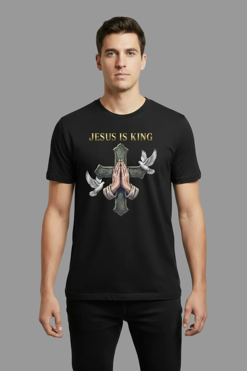 Jesus Is King Black T-Shirt Clean Model