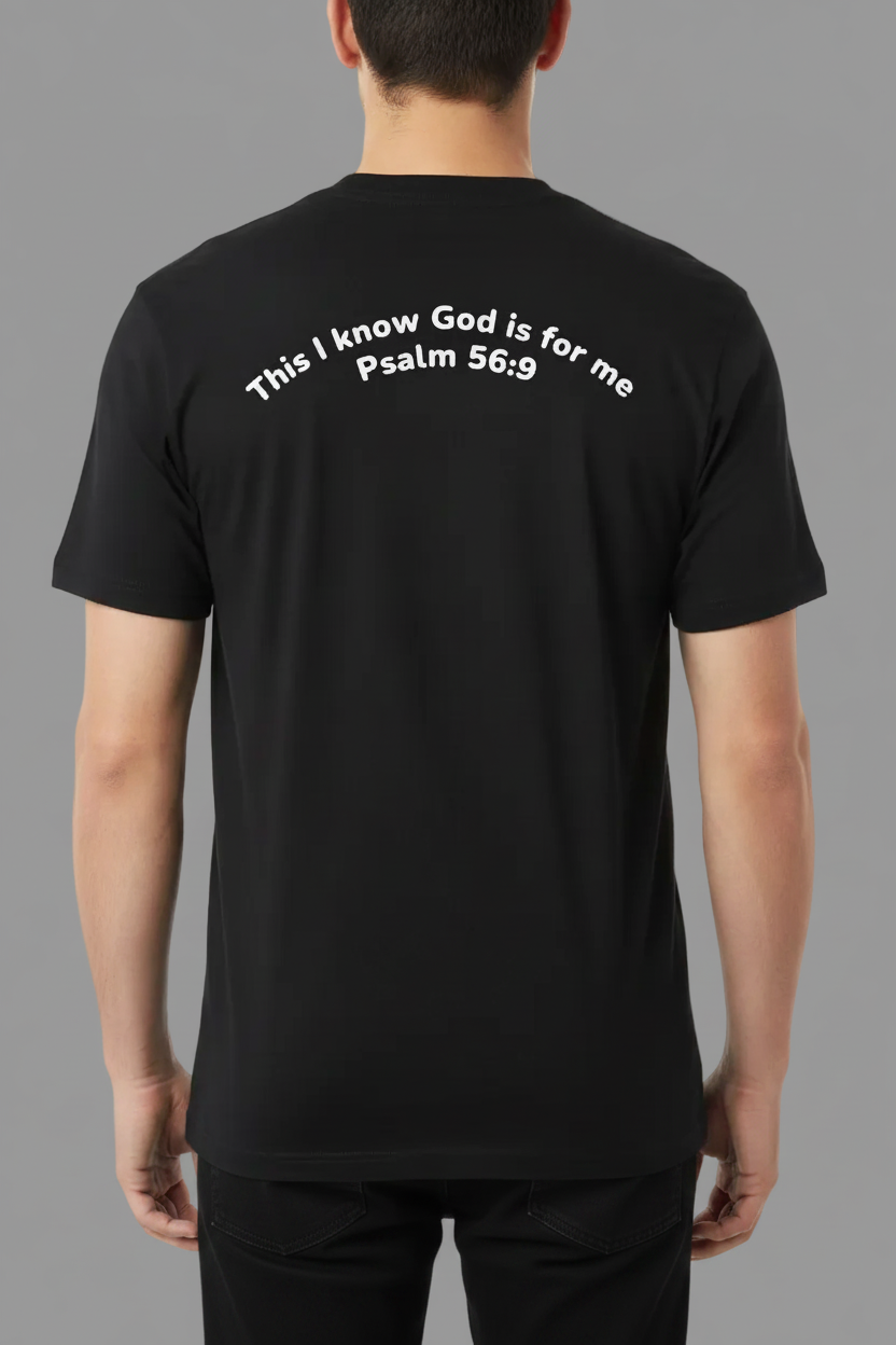 Psalm 56:9 Black T-Shirt Back View Mockup